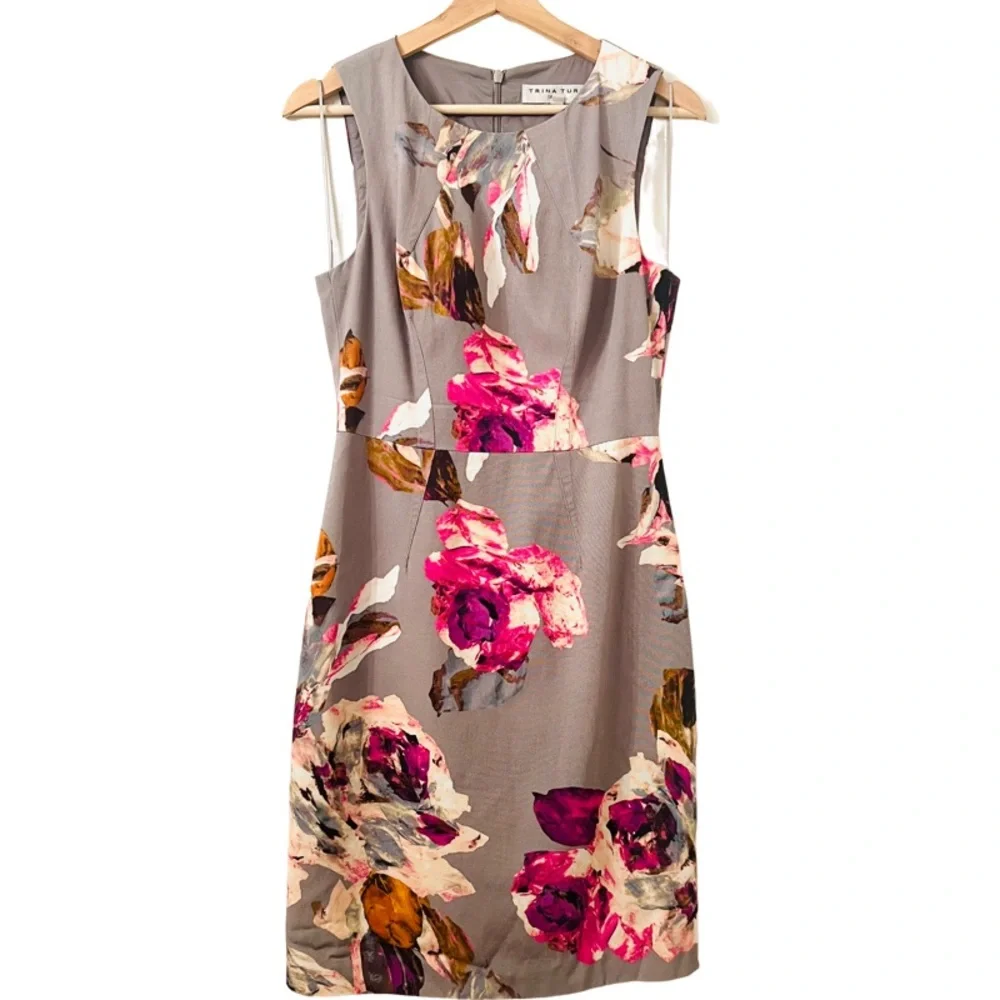 TRINA TURK Kurdson Midi Dress in Floral Gray Size 6